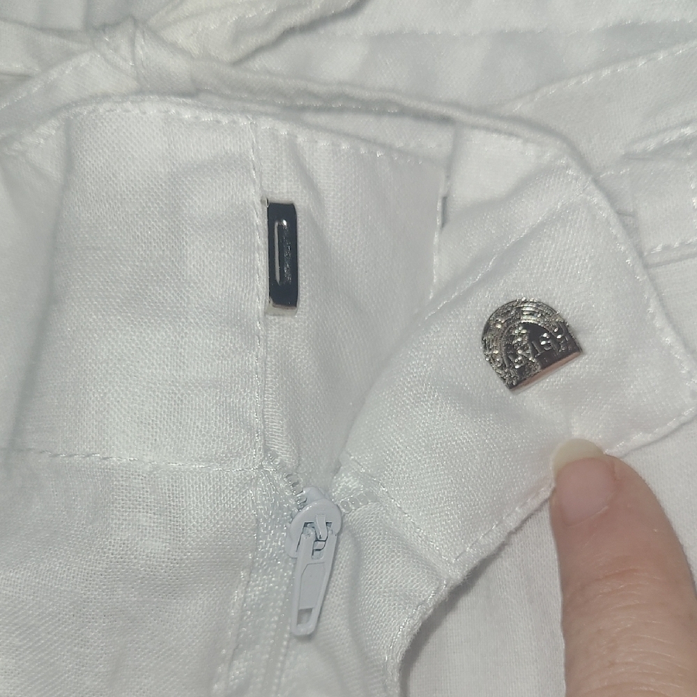White Joggers with Relaxed Fit Soft Fabric Bohemian Hidden Hook & Zipper Fly EUC - Picture 3 of 9